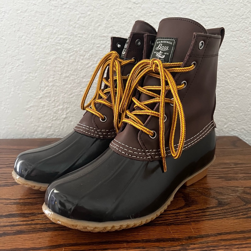 Bass Harlequin Duck Boots Brown Lace Up Women's Size 8